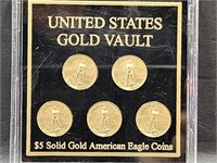 US Gold Vault $5 Gold  Coins 1/10 oz. each