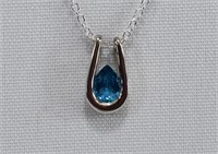 Sterling Silver & Aqua Marine Necklace