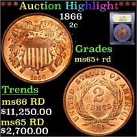 ***Auction Highlight*** 1866 Two Cent Piece 2c Gra