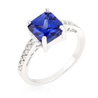 Princess 2.10ct Sapphire & White Topaz Ring