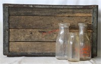 Antique Norris Creamery Wooden Crate + Bottles