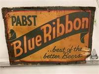 VERY EARLY PABST BLUE RIBBON TIN SIGN-35" X 25 1/2