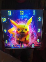 NOS Pokemon Pickachu Light Up Clock-Glass Face