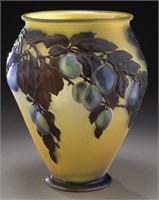 Large Galle blown out "Plum" cameo vase