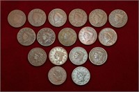 17pc Large US Cent Lot; 1824 - 1840