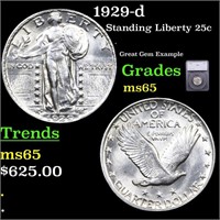 1929-d Standing Liberty Quarter 25c Graded ms65 BY