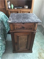 19th Century Marble Top Bedside Stand