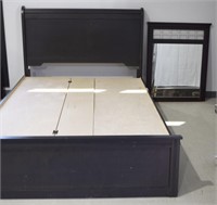 Smokey Pine Double Bed w Drawers & Wall Mirror