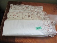 job lot-off white lace trim table cloth-64x86