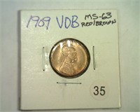 1909 VDB LINCOLN CENT MS63 RED / BROWN