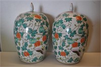 Asian Butterfly & Melon Temple Jars