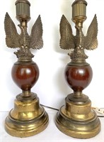 Vintage American Eagle Lamps Cast Metal & Wood,