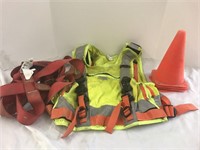 Stay safe. Fall protection, reflective vest and