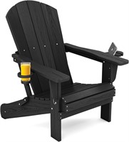 SERWALL Adirondack Chair with Cup Holders - Black