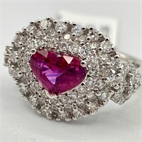 GIA Certified Platinum Sapphire & Diamond Ring
