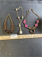 Costume Jewelry Necklaces - Pink, Brown, White &
