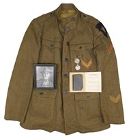 WWI Paris District Uniform, Bible, And Dog Tags,