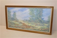 Field of Flowers Oil on Canvas signed Vernon
