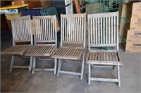 4- Weathered Teak Folding  Chairs