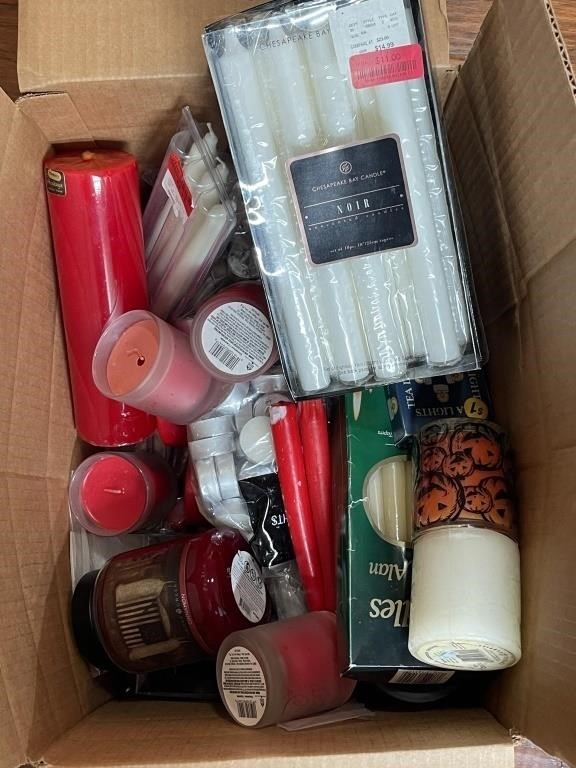 Box of Candles & Candle Decor