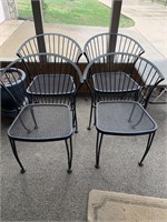 4 wrought iron chairs with fan back