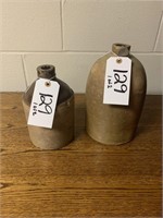 2 crock jugs with broken handles