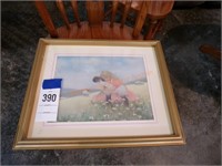 Girl with sheep framed print