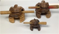 Hand Carved Wooden Percussion Frogs