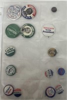 (15) ANTIQUE  PRESIDENTIAL ELECTION PINS