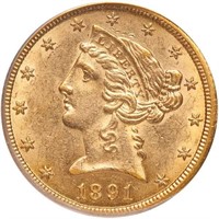 $5 1891-CC PCGS AU58 CAC