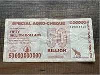 Zimbabwe 50 Billion Bank Note