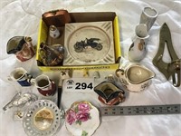 SMALL VASES,  ASH TRAY, THIMBLES, OTHER