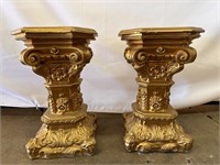 Gold painted Plant Stands (2)