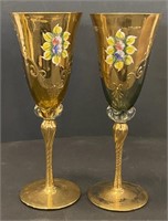 Gold Toned Stemmed Champagne Flutes, 9” *Bidding