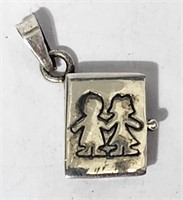 Children Book Locket Sterling Silver Pendant VTG