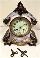 antique French- Hand painted Porcelain clock