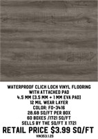 Waterproof Click Lock Vinyl Flooring w/Pad x1721SF