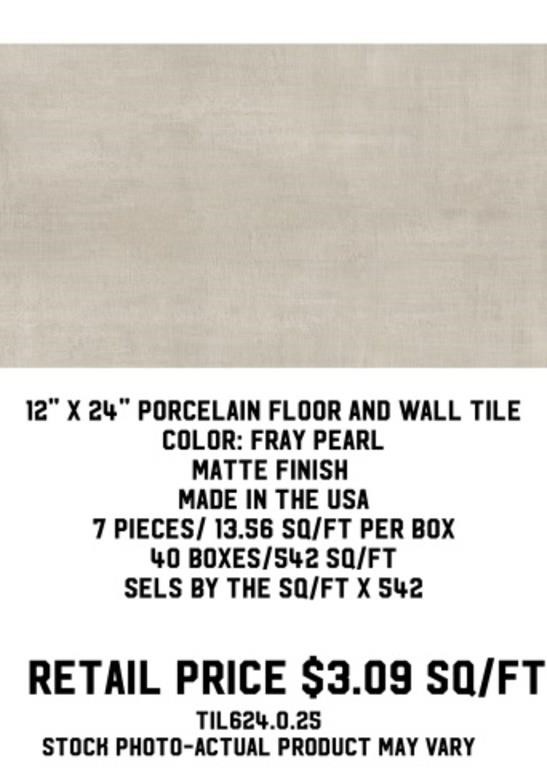 12"x24" Porcelain Floor and Wall Tile x542 sq.ft.