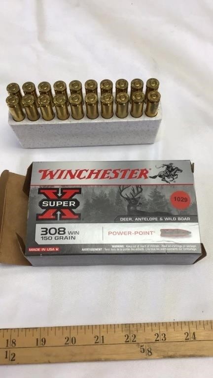 Winchester 308 Win 150 grain cartridges.