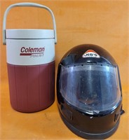 Coleman polylite thermos and JEB's Helmet