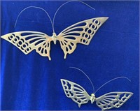 mcm Pair of Solid Brass Butterfly Hanging Wall Dec