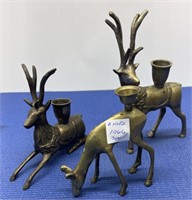Brass Style Deer Candleholders 3 Pcs