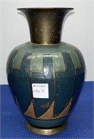 Painted Brass Vase 9” h