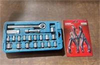 HUSKY PRECISION PLIERS AND 3/8" RATCHET SET