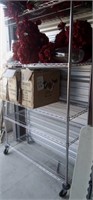 77" TALL & 48" WIDE ROLLING METAL SHELF UNIT ONLY