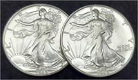 (2) 1992 Silver Eagles