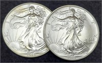 (2) 1993 Silver Eagles