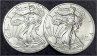 (2) 2021 Type 1 Silver Eagles