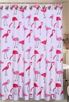 NEW Flamingo Shower Curtain w/12 Resin Hooks