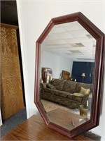 Octagon Beveled Wood Frame Mirror